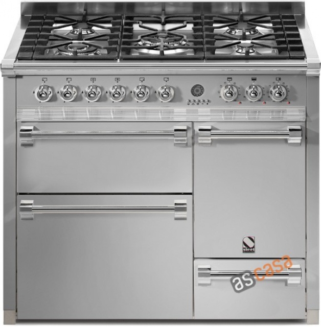 Steel Ascot 100, range cooker, 100 cm, multifunction, 3 ovens, color stainless steel, A10FFF-D-6WSS, with 5 year guarantee!