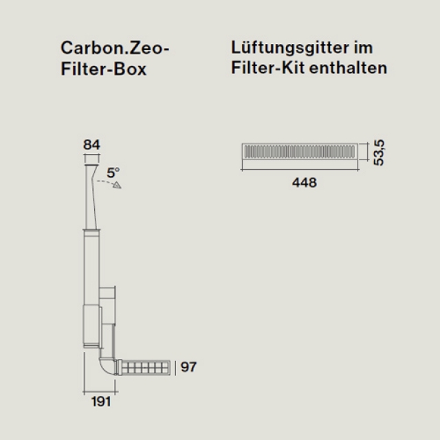 Falmec recirculation box Carbon.Zeo Downdraft incl. ventilation grille, 101362