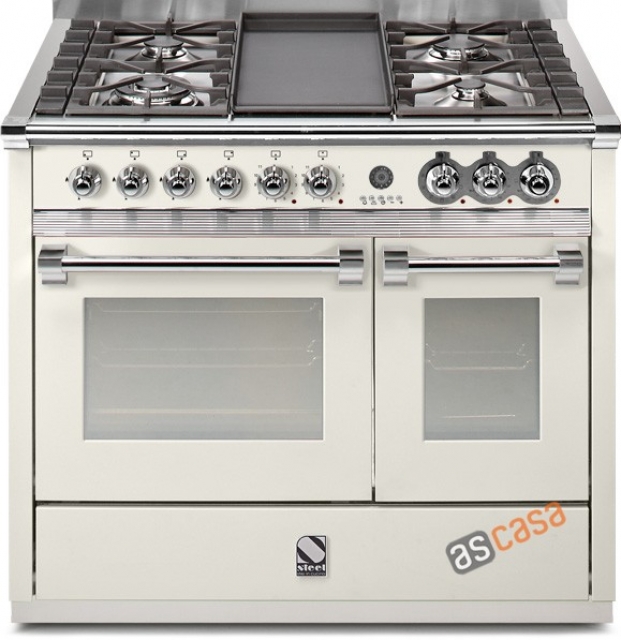 Steel Ascot 100, range cooker, 100 cm, multifunction, color Nuvola, A10FF-6WNA, with 5 year guarantee!