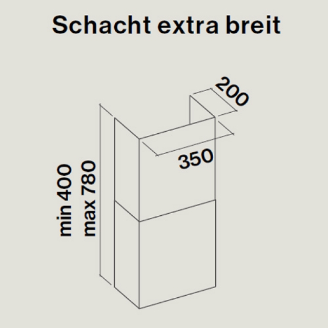 Single piece Falmec shaft wall - extra wide - stainless steel, 101316