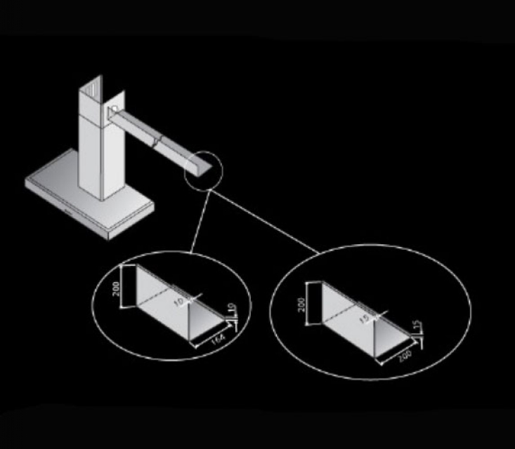 Silverline special shaft L-shape SA-L164.2 for wall hoods