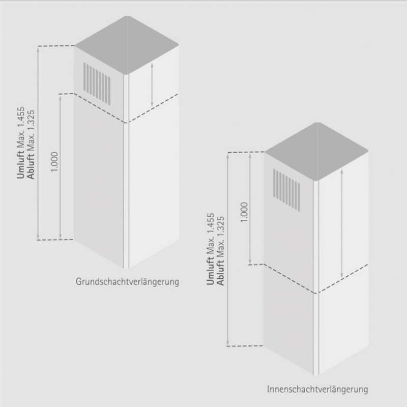 Silverline shaft extension corner hood 1 meter, YM131.1000.879