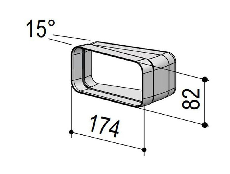 berbel 15° elbow horizontal 125 flat, 6004026