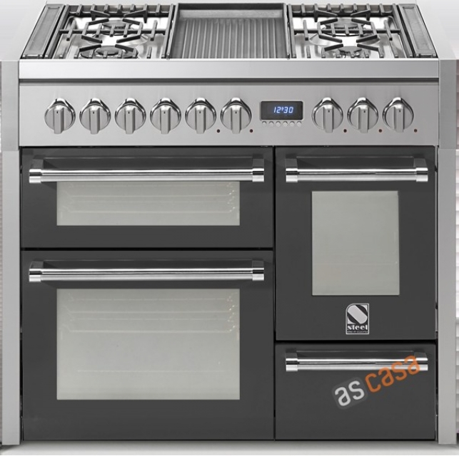 Steel Genesi 100, range cooker, 100 cm, multifunction, 3 ovens, color anthracite, G10FFF-6WAN, with 5 year guarantee!