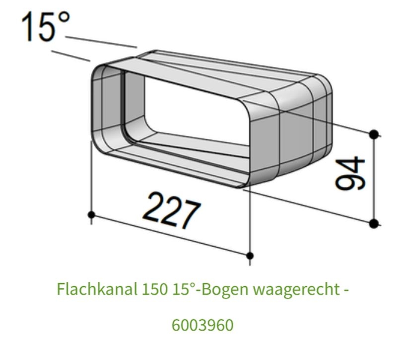 berbel flat duct 150 15° bend horizontal, 6003960