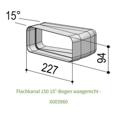 berbel flat duct 150 15° bend horizontal, 6003960