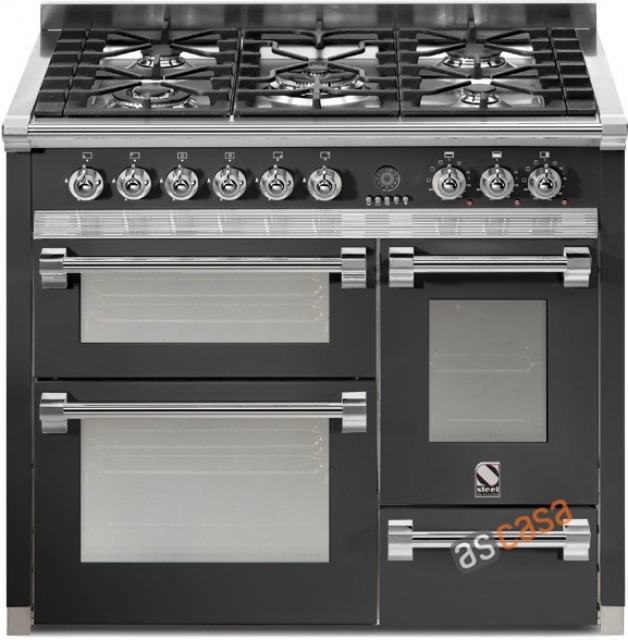 Steel Ascot 100, range cooker, 100 cm, multifunction, 3 ovens, color anthracite, A10FFF-6WAN, with 5 year guarantee!