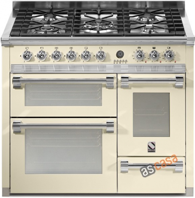 Steel Ascot 100, range cooker, 100 cm, multifunction, 3 ovens, color cream, A10FFF-6WCR, with 5 year guarantee!