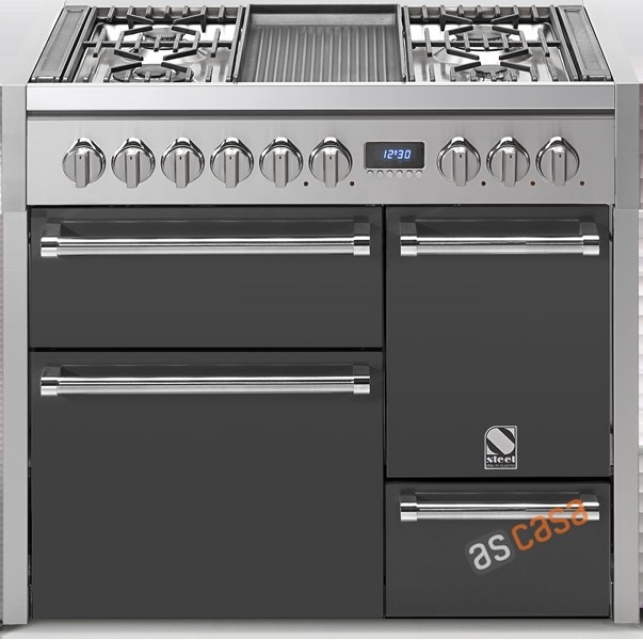 Steel Genesi 100, range cooker, 100 cm, multifunction, 3 ovens, color anthracite, G10FFF-D-6WAN, with 5 year guarantee!