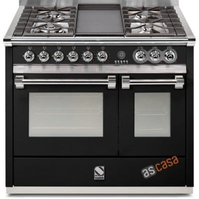 Steel Ascot 100, range cooker, 100 cm, multifunction, color black, A10FF-4BBA, with 5 year guarantee!