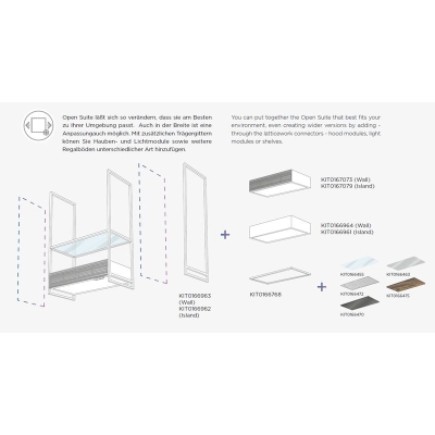 ELICA shelf with clear glass for all Open Suite hoods, KIT0166455