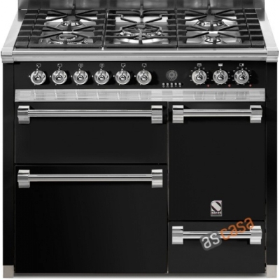 Steel Ascot 100, range cooker, 100 cm, multifunction, 3 ovens, color black, A10FFF-D-6WBA, with 5 year guarantee!
