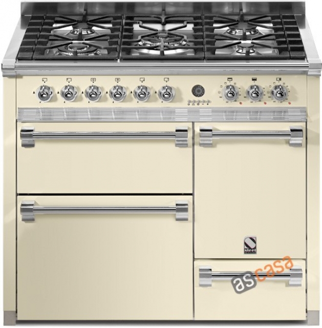 Steel Ascot 100, range cooker, 100 cm, multifunction, 3 ovens, color cream, A10FFF-D-6WCR, with 5 year guarantee!