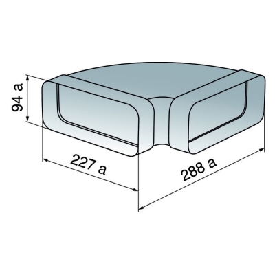 V-train bend 90°, horizontal for flat duct, 1012784