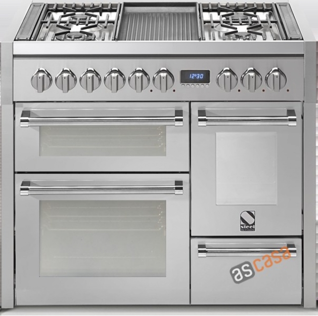 Steel Genesi 100, range cooker, 100 cm, multifunction, 3 ovens, color stainless steel, G10FFF-4TSS, with 5 year guarantee!