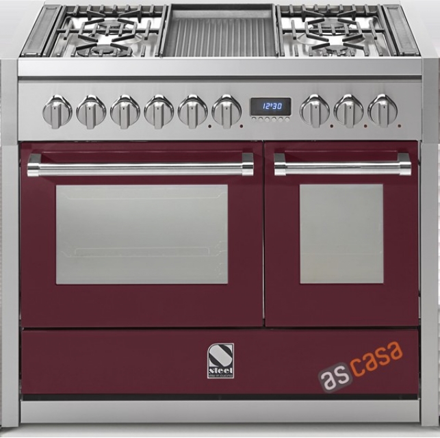 Steel Genesi 100, range cooker, 100 cm, Combisteam, color Bordeaux, G10SF-6WBR, with 5 year guarantee!