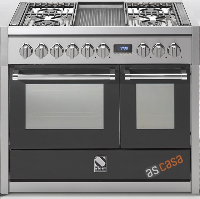 Steel Genesi 100, range cooker, 100 cm, Combisteam, color anthracite, G10SF-6WAN, with 5 year guarantee!