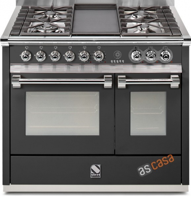 Steel Ascot 100, range cooker, 100 cm, Combisteam, color anthracite, A10SF-6WAN, with 5 year guarantee!