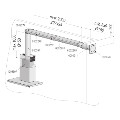 berbel exhaust air set ECO III 150 bT flat double, 1090059
