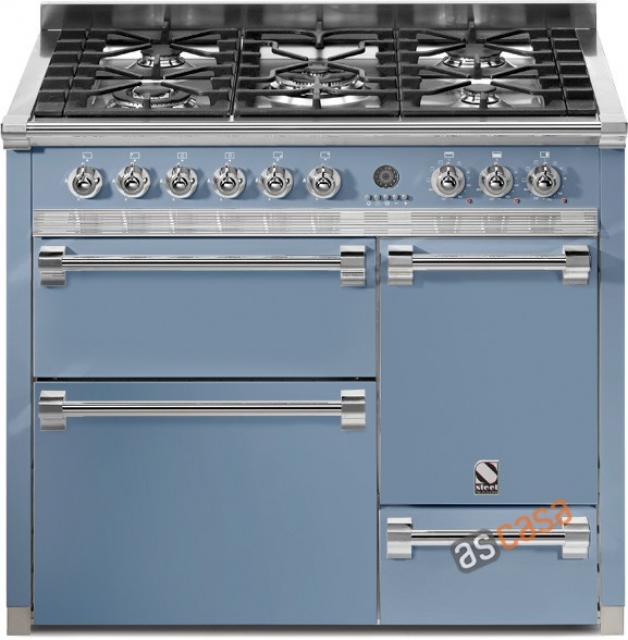 Steel Ascot 100, range cooker, 100 cm, multifunction, 3 ovens, color Celeste, A10FFF-D-6WCE, with 5 year guarantee!