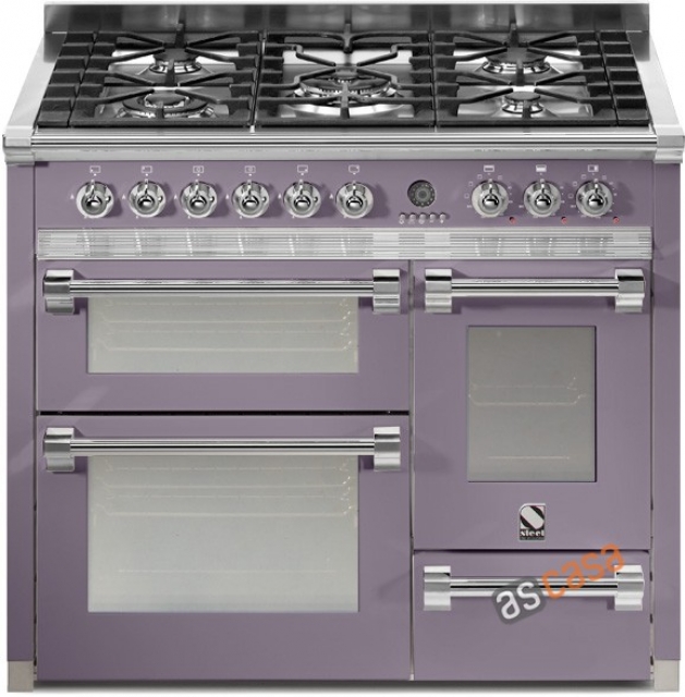 Steel Ascot 100, range cooker, 100 cm, multifunction, 3 ovens, color Ametista, A10FFF-6WAA, with 5 year guarantee!