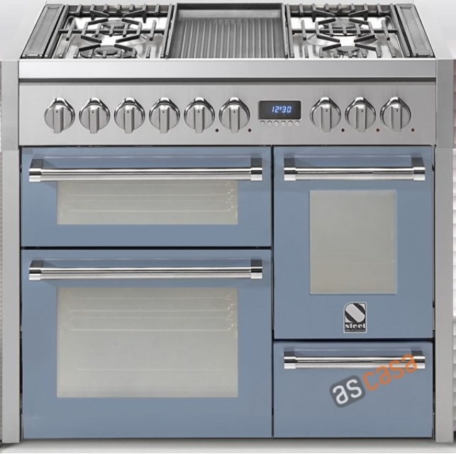 Steel Genesi 100, range cooker, 100 cm, multifunction, 3 ovens, color Celeste, G10FFF-6WCE, with 5 year guarantee!