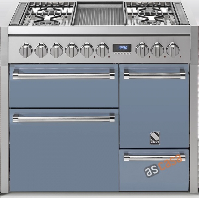 Steel Genesi 100, range cooker, 100 cm, multifunction, 3 ovens, color Celeste, G10FFF-D-6WCE, with 5 year guarantee!