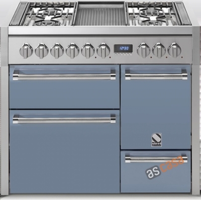 Steel Genesi 100, range cooker, 100 cm, multifunction, 3 ovens, color Celeste, G10FFF-D-4MCE, with 5 year guarantee!
