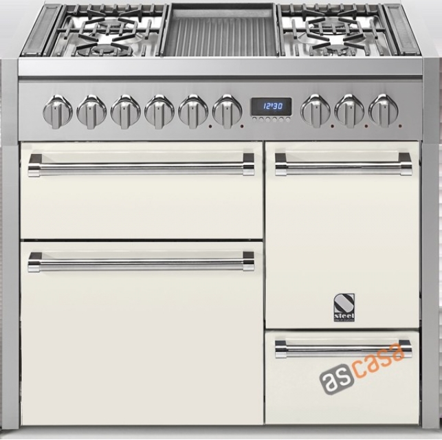 Steel Genesi 100, range cooker, 100 cm, multifunction, 3 ovens, color Nuvola, G10FFF-D-6WNA, with 5 year guarantee!