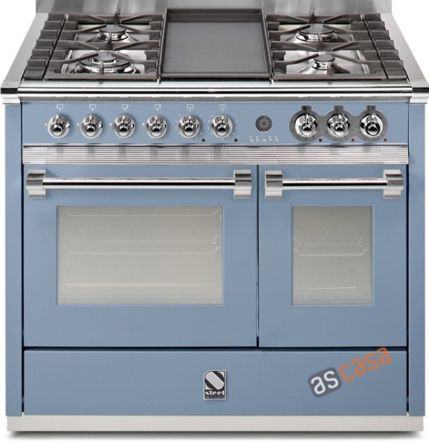 Steel Ascot 100, range cooker, 100 cm, multifunction, color Celeste, A10FF-4TCE, with 5 year guarantee!