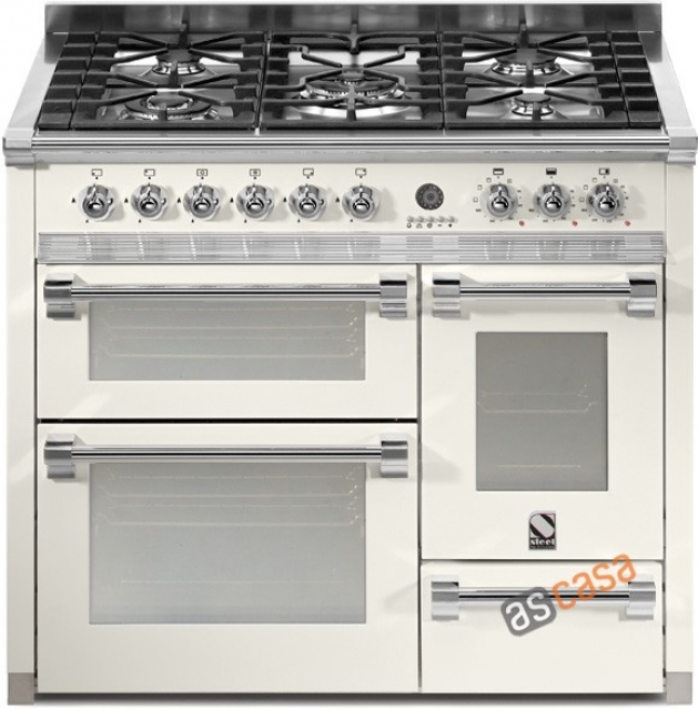 Steel Ascot 100, range cooker, 100 cm, multifunction, 3 ovens, color Nuvola, A10FFF-4MNA, with 5 year guarantee!