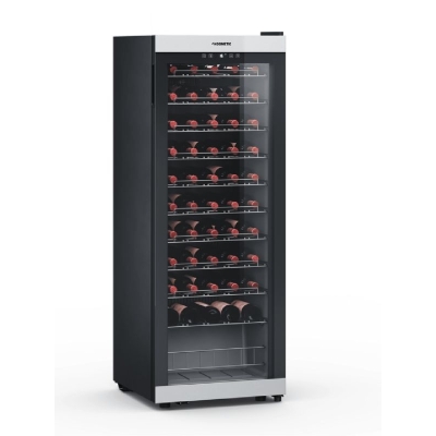 Dometic C55F, freestanding wine refrigerator, one zone, 55 bottles, stainless steel and black, EEK: G