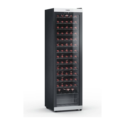 Dometic C75F, freestanding wine refrigerator, one zone, 75 bottles, stainless steel and black, EEK: G