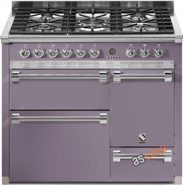 Steel Ascot 100, range cooker, 100 cm, multifunction, 3 ovens, color Ametista, A10FFF-D-4MAA, with 5 year guarantee!