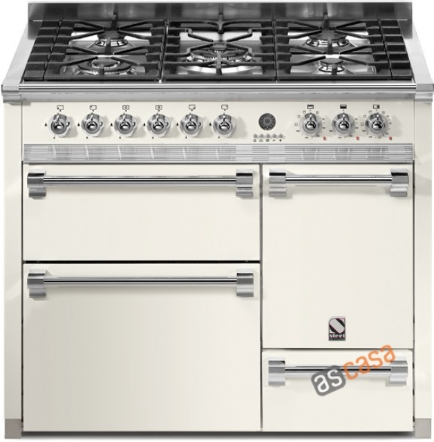 Steel Ascot 100, range cooker, 100 cm, multifunction, 3 ovens, color Nuvola, A10FFF-D-4MNA, with 5 year guarantee!