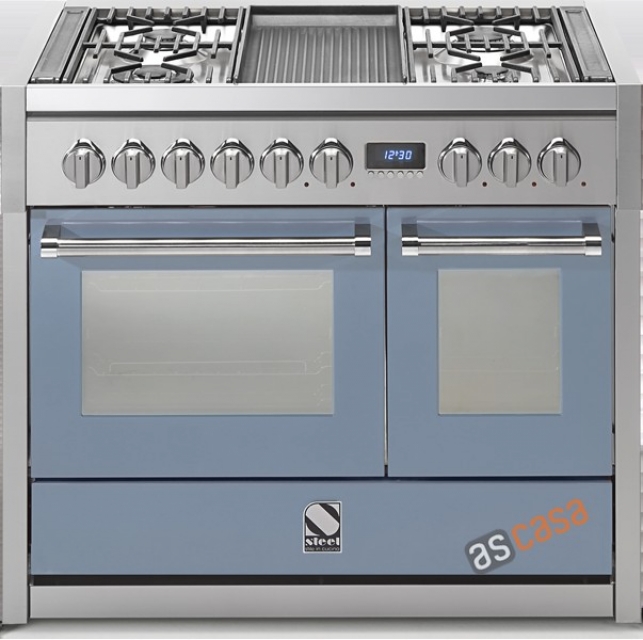 Steel Genesi 100, range cooker, 100 cm, Combisteam, color Celeste, G10SF-4MCE, with 5 year guarantee!