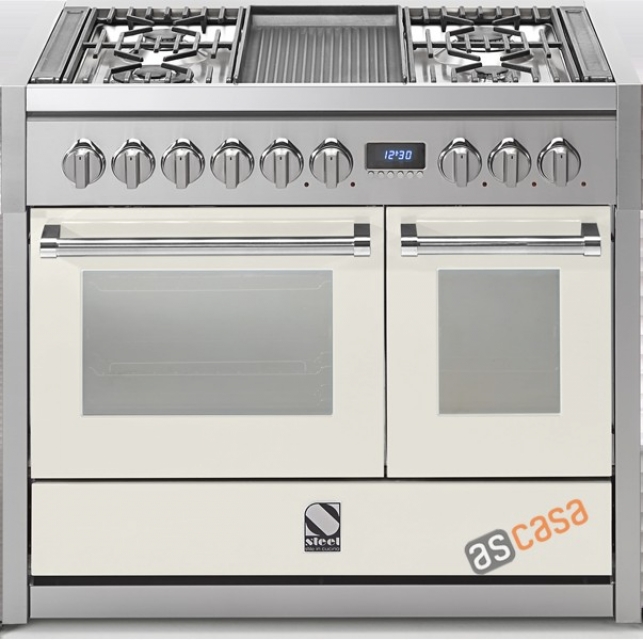 Steel Genesi 100, range cooker, 100 cm, Combisteam, color Nuvola, G10SF-4MNA, with 5 year guarantee!