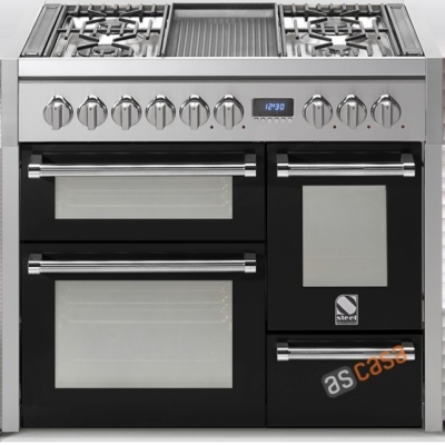 Steel Genesi 100, range cooker, 100 cm, multifunction, 3 ovens, color black, G10FFF-4TBA, with 5 year guarantee!