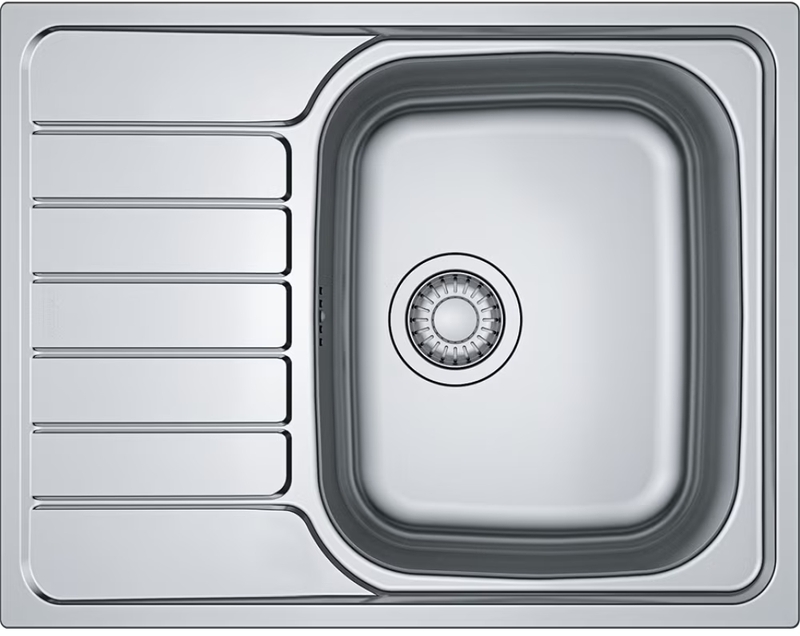 Franke Spark SKX 211-63 built-in sink Slim-Top, rotary knob valve, smooth stainless steel, 127.0554.879