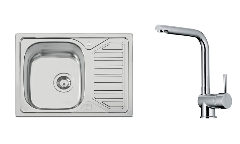 Naber-CONTURA® Nava 1 built-in sink, stainless steel, set including fitting, 1041064