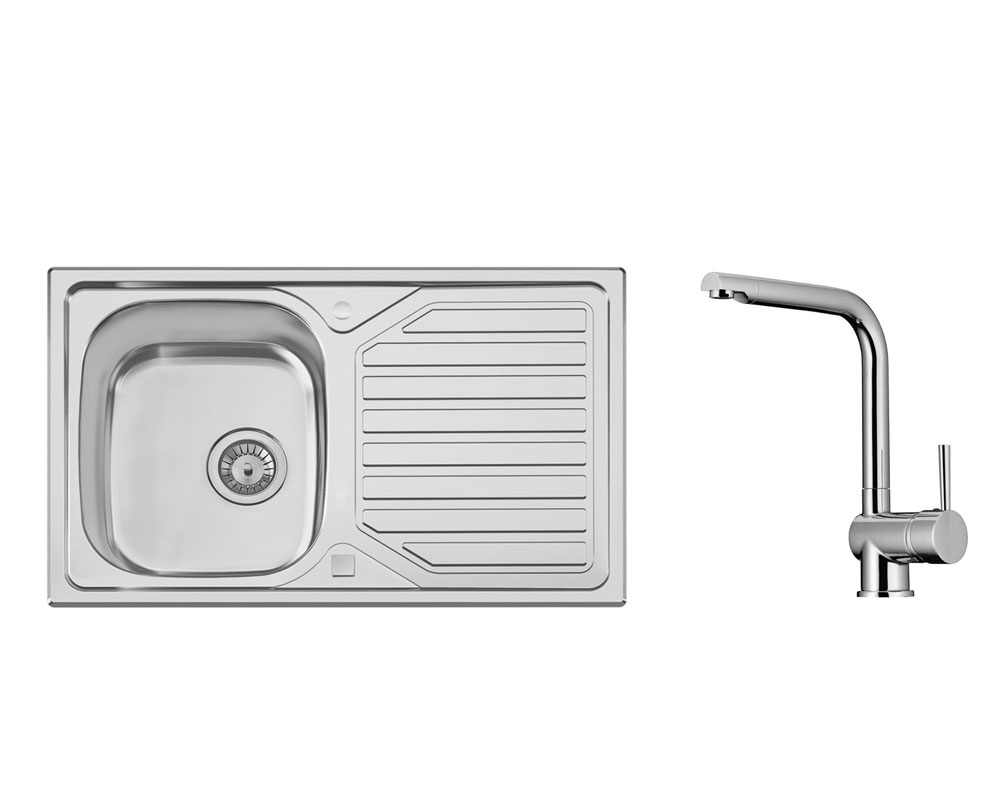 Naber-CONTURA® Nava 3 built-in sink, stainless steel, set including fitting, 1041063