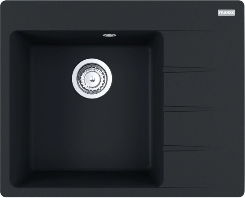 Franke Centro CNG 611-62 A Fragranit DuraKleen Plus, basin on the left, color Black Matt, 114.0627.619