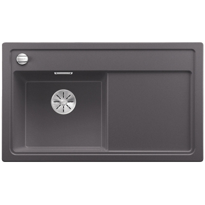 Blanco Zenar 45 S Silgranit PuraDur 2, basin on the left, color rock gray, InFino drain, 523851