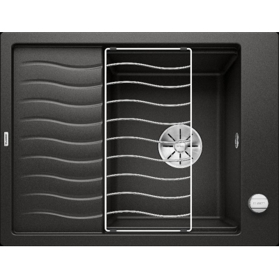 Blanco Elon 45 S built-in sink Silgranit PuraDur, color black, InFino drain, 525879