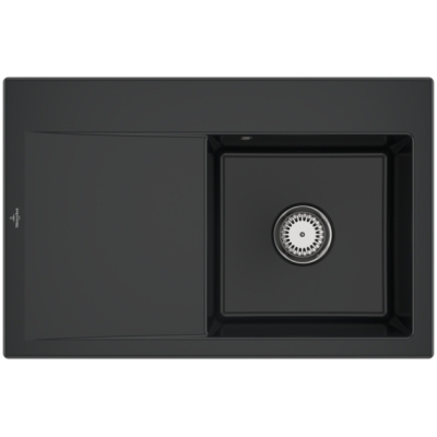 Villeroy &amp; Boch Subway Style 45, color R7 Pure Black Premiumline, basin on the right