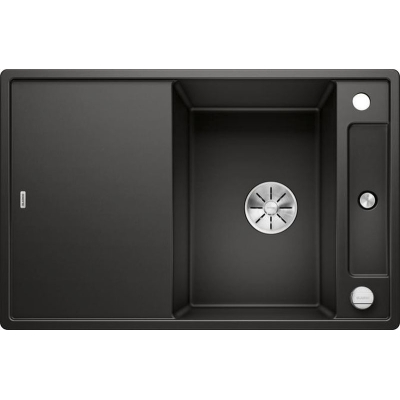 Blanco Axia III 45 S Silgranit PuraDur 2, including wooden cutting board, color black, InFino drain, 525841