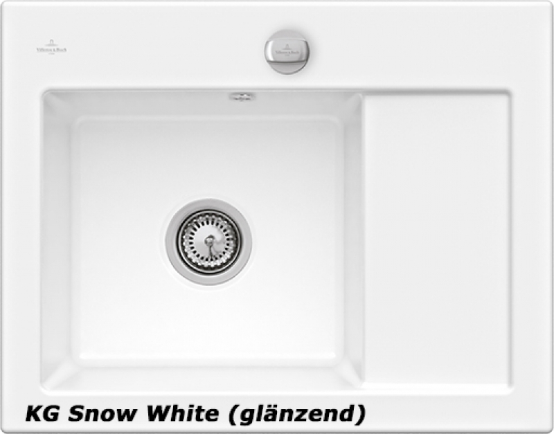 Villeroy &amp; Boch Subway 45 Compact, värviline KG Snow White, Premiumline, kraanikauss vasakul või paremal