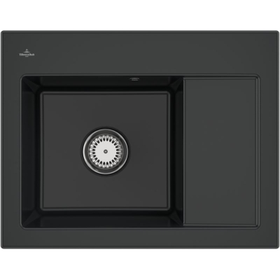 Villeroy &amp; Boch Subway 45 Compact, värv R7 Pure Black, Premiumline, kraanikauss vasakul või paremal
