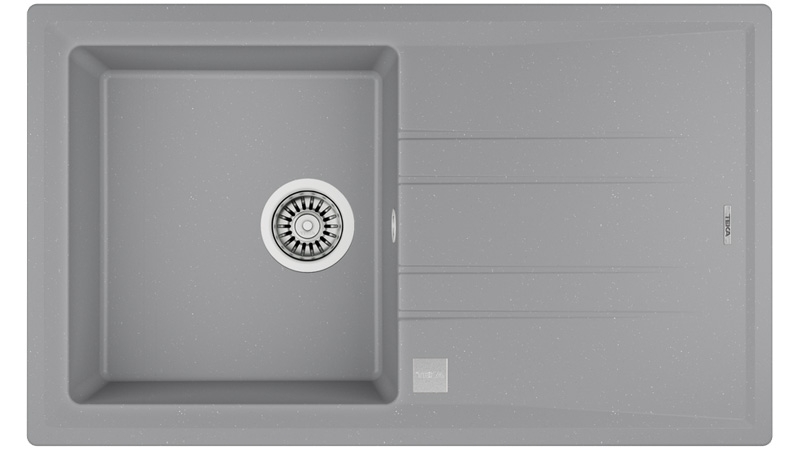 Teka STONE 50 B-TG 1B 1D AUTO, Tegranit+ built-in sink 50cm, aluminum gray metallic effect, 115330021