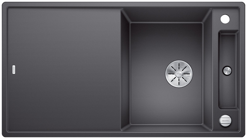 Blanco Axia III 5 S Silgranit PuraDur 2, including glass cutting board, color rock gray, InFino drain, 523216